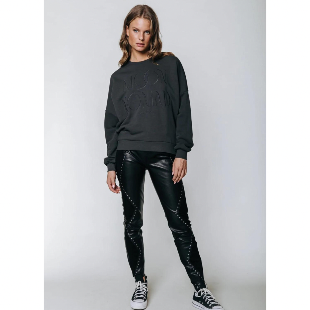 Colourful Rebel Chloe Studs Vegan Leather Pants black
