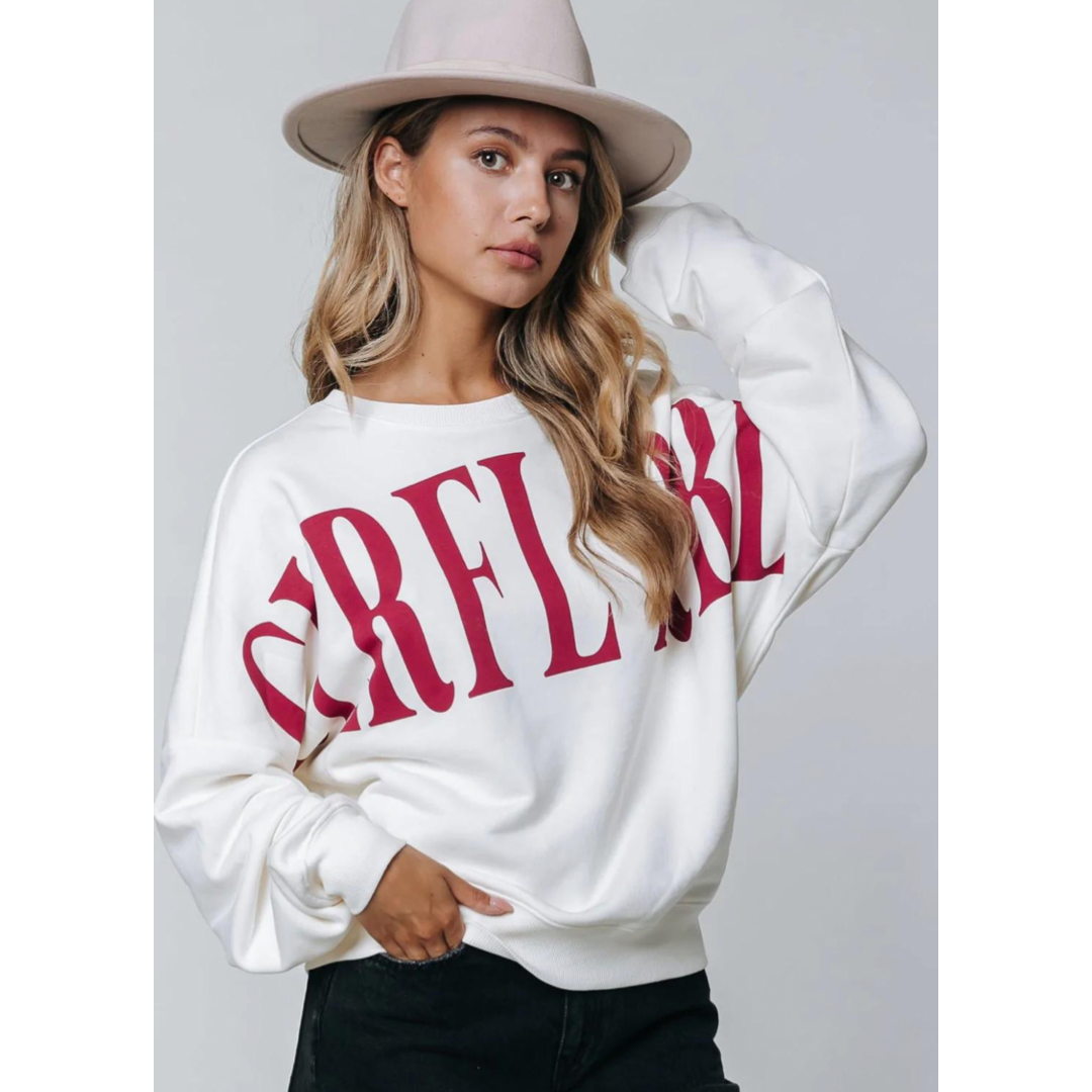 Colourful Rebel Big Dropped Shoulder Sweat off white