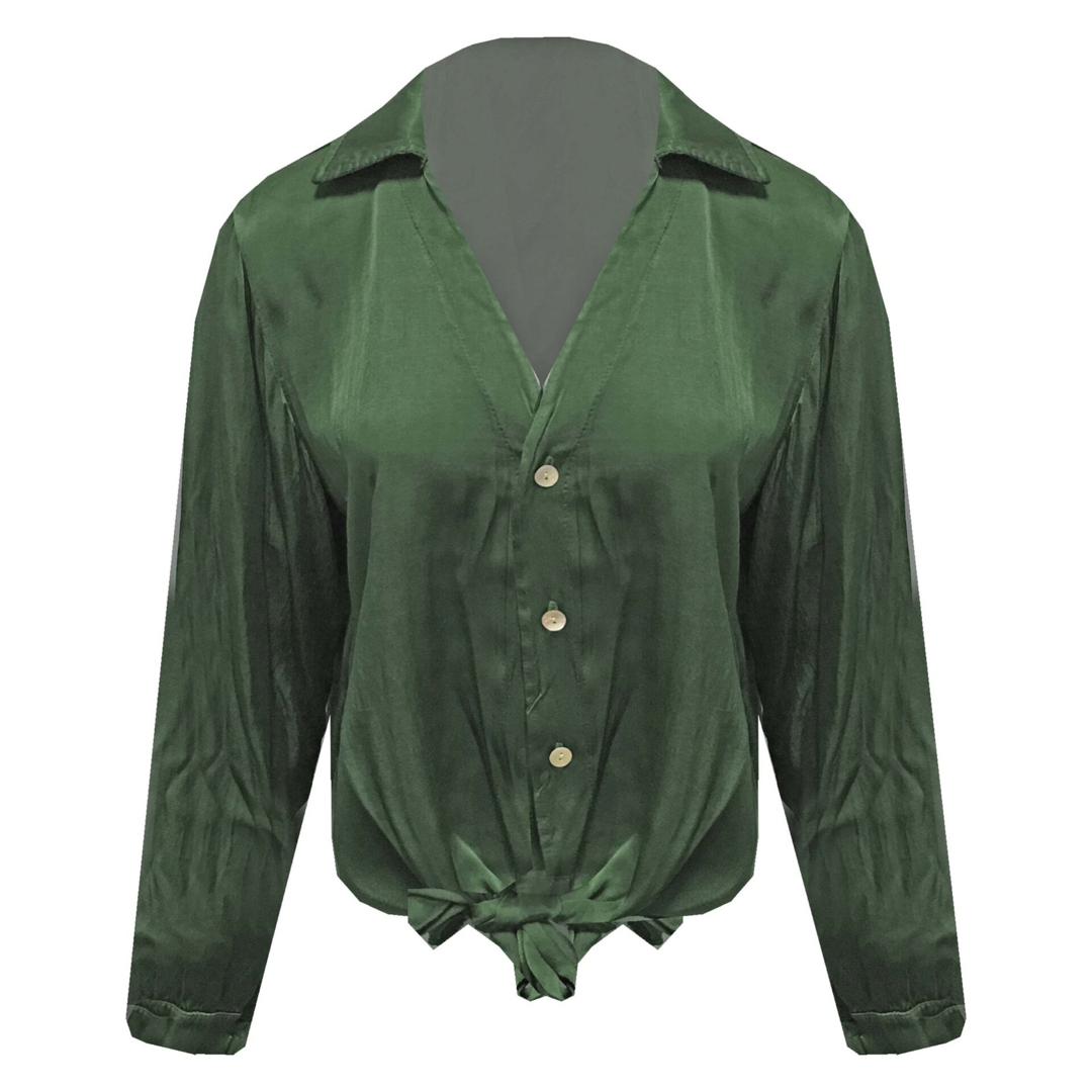 Satin Viscose Blouse One Size army green