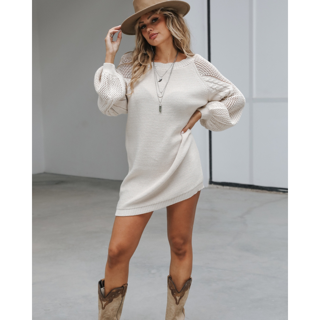 Moost Wanted Liva Knitted Dress light beige